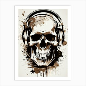 Skull With Headphones 114 Art Print