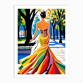 Woman In A Colorful Dress Art Print