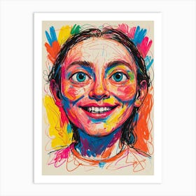 Girl With Colorful Hair 6 Art Print