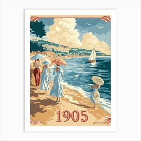 Aihrgdesign A Retro Poster Of A 1905 Seaside Resort With Eleg 185398be Abe1 44b6 952f 1a36ab082aff 2 Art Print