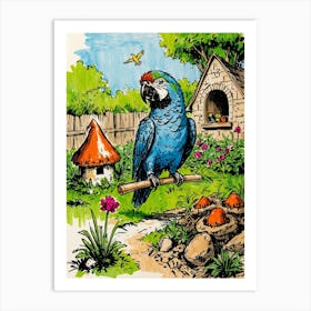 Parrot In The Garden 1 Art Print