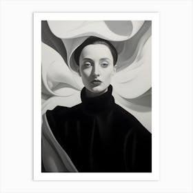 "Obsidian Elegance: Portrait of the Woman in Black" Art Print