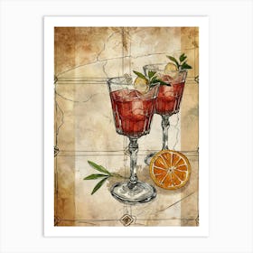 Cocktails In Goblets Art Print