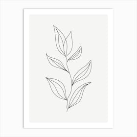 Line Drawing Of A Leaf Art Print