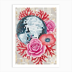 Disco Ball And Roses 1 Art Print