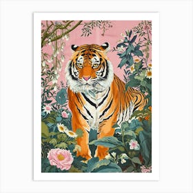 Floral Animal Painting Tiger 3 Art Print