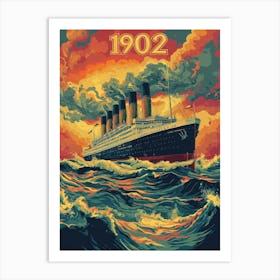 Aihrgdesign A Vintage Travel Poster Of A Grand Ocean Liner Cr Ff62c3c7 27ce 4855 9389 F1e6c6712f02 0 Art Print