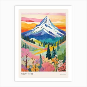 Mount Hood United States 2 Colourful Mountain Illustration Poster Art Print