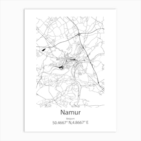 Namur,Belgium Minimalist Map Art Print