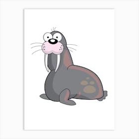 Cartoon Walrus Art Print