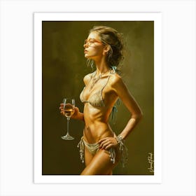 The Play Of Light And Shadow With A Glass Of Wine Art Print