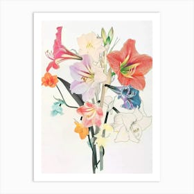 Amaryllis 3 Collage Flower Bouquet Art Print