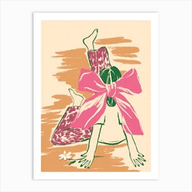 Girl With A Pink Bow Art Print