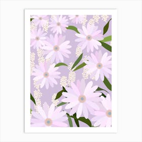 Playful Daisies | 04 - Lilac Flowers Art Print