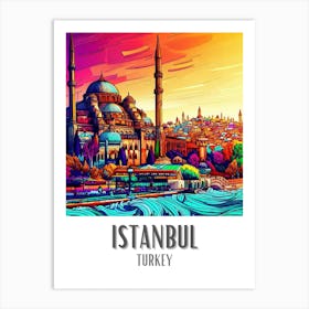 Istanbul Colorful Cityscape 2 Art Print