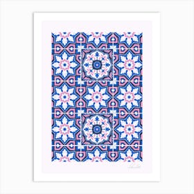 Blue And Pink Arabesque Art Print