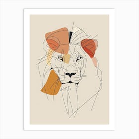 Lion - Boho, Line Art 2 Art Print