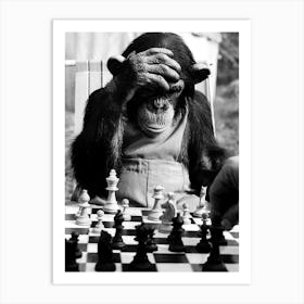 Monkey Chess Checkmate Art Print