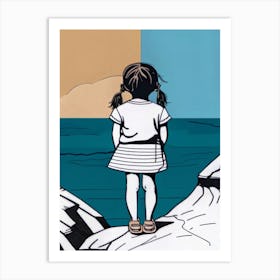 Child Looking At The Ocean Art Print