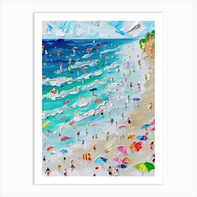 Beach View Impasto Oil Painting Travel Art Print