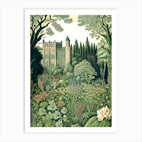 Powys Castle And Garden, United Kingdom Vintage Botanical Art Print