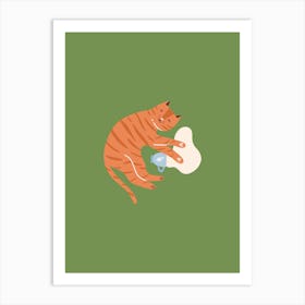 Cat Playing With A Mouse Art Print