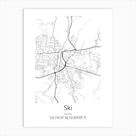 Ski,Norway Minimalist Map Art Print