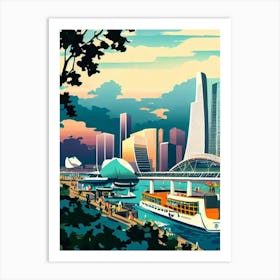 Marina Bay Singapore Vintage Poster harbour Art Print