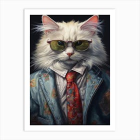 Gangster Cat Turkish Angora 4 Art Print
