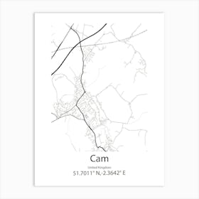 Cam,United Kingdom Minimalist Map Art Print