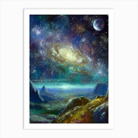 A Galaxy View From The Surface Of An Alien Planet Art Print