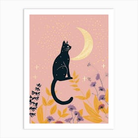 Black Cat In The Moonlight 4 Art Print