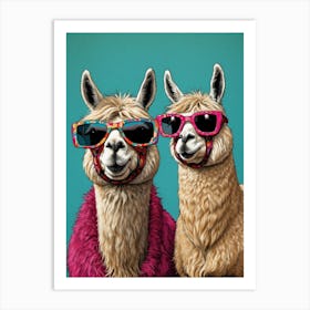 Llamas In Sunglasses Art Print