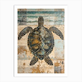 Textured Tile Sea Turtle Art Print