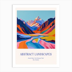 Colourful Abstract Aorak Imount Cook National Park New Zealand 2 Poster Blue Art Print