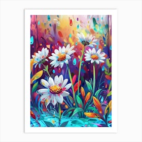 Daisies In The Rain Art Print