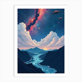 Ufos In Space Art Print