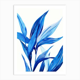 Abstract Blue Leaves Art Print