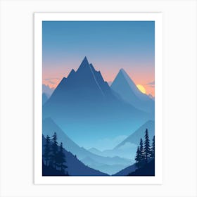 Misty Mountains Vertical Composition In Blue Tone 59 Art Print