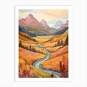 Autumn National Park Painting Glacier National Park Montana Usa 1 Art Print