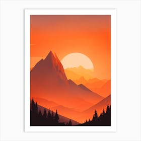 Misty Mountains Vertical Composition In Orange Tone 301 Art Print