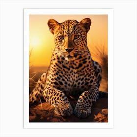 Leopard In The Sunset Art Print