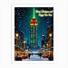 Merry Christmas And Happy New Year Art Print