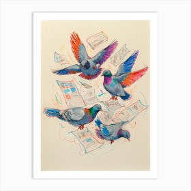 Pigeons Flying 1 Art Print