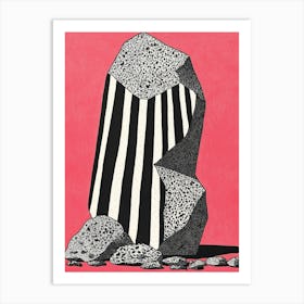 Striped Rock Red and Black Minimal Print Art Print