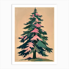 Douglas Fir Tree Illustration Colourful 1 Art Print