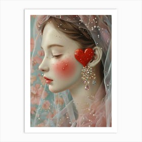 Girl with a heart Art Print