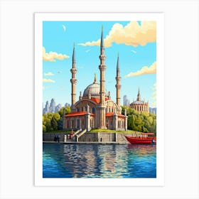 Ortaky Mosque Pixel Art 5 Art Print