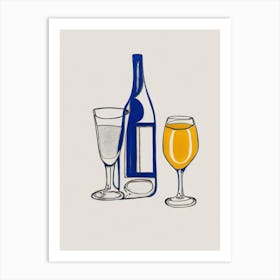 Franciacorta Satèn Picasso Line Drawing Cocktail Poster Art Print