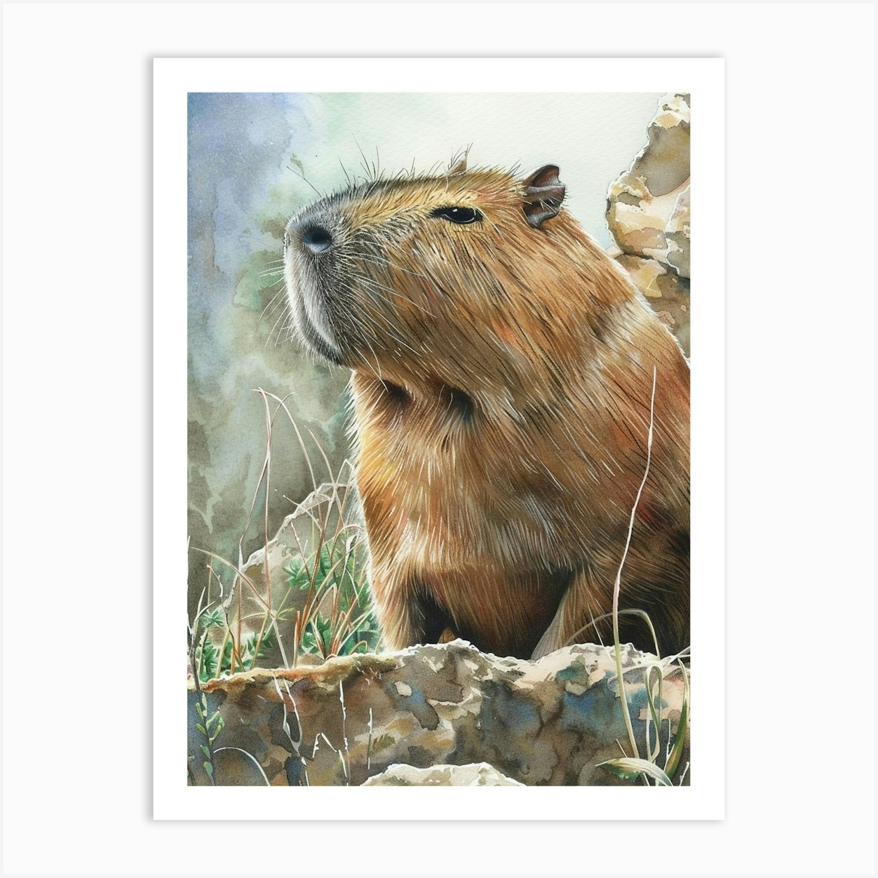 Capybara Pastel Watercolour 2 Art Print by Critter Crafts